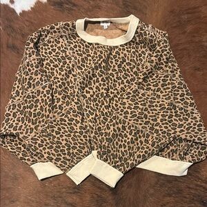 BiBi Leopard Print Sweatshirt - Tan and Black
